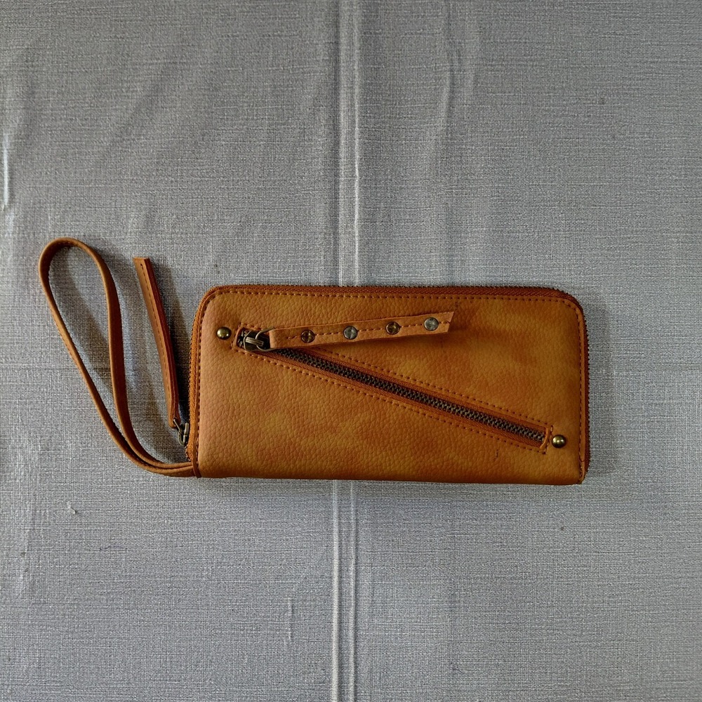 Free People Vegan Leather Zip Around Wallet Women's Brown Wristlet
